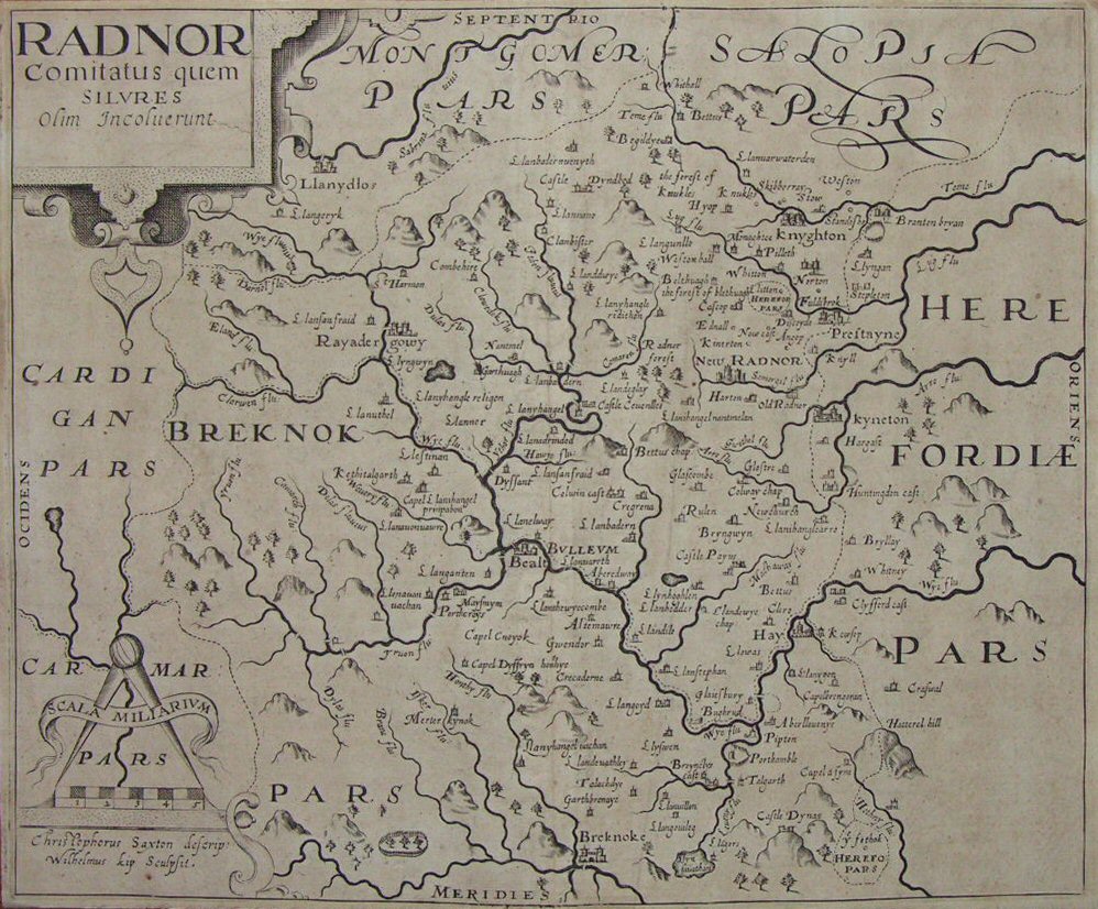 Map of Radnorshire - Saxton-Kip